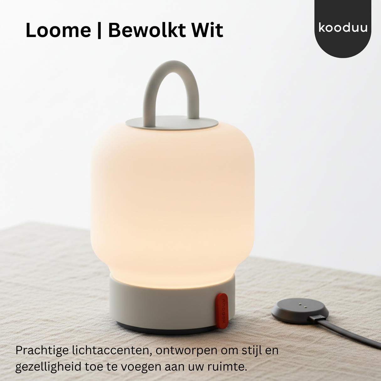 Loome Lantaarn Cloudy White: Draagbare LED Lantaarn Tafellamp