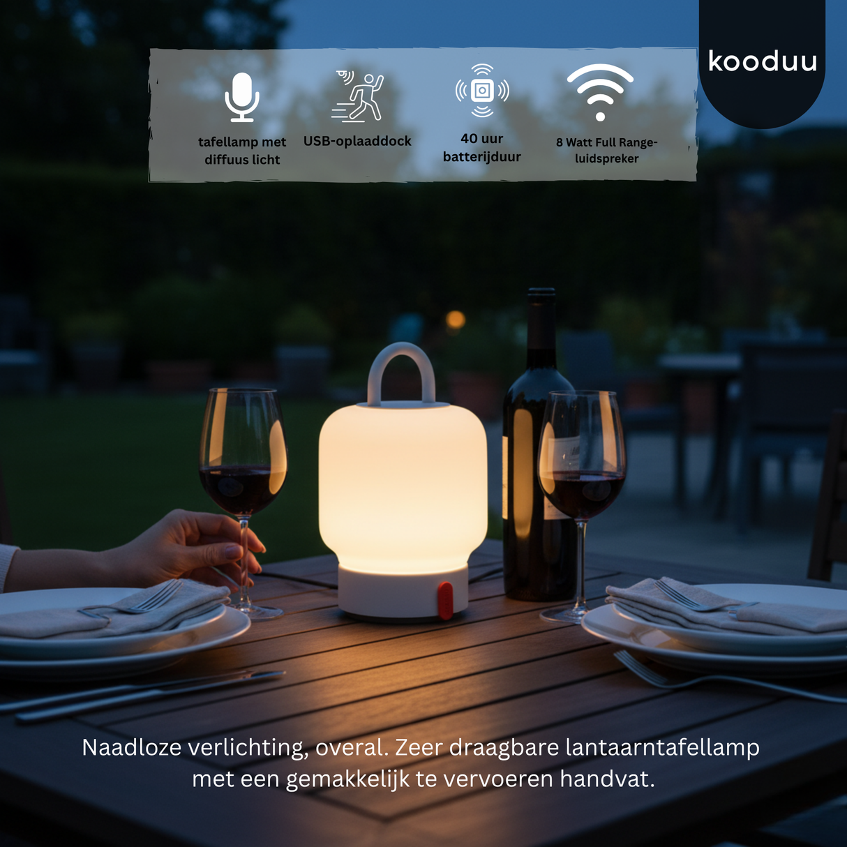 Loome Lantaarn Cloudy White: Draagbare LED Lantaarn Tafellamp