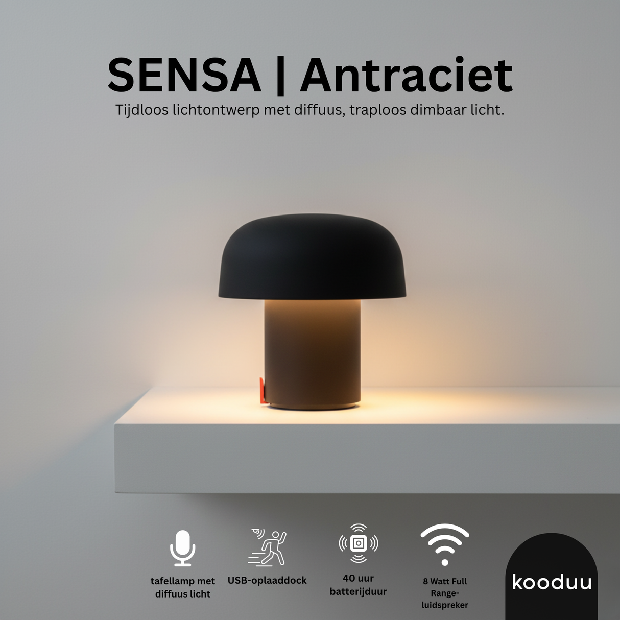 Sensa Lamp Anthracite: Minimalistische LED Tafellamp met Strak Design