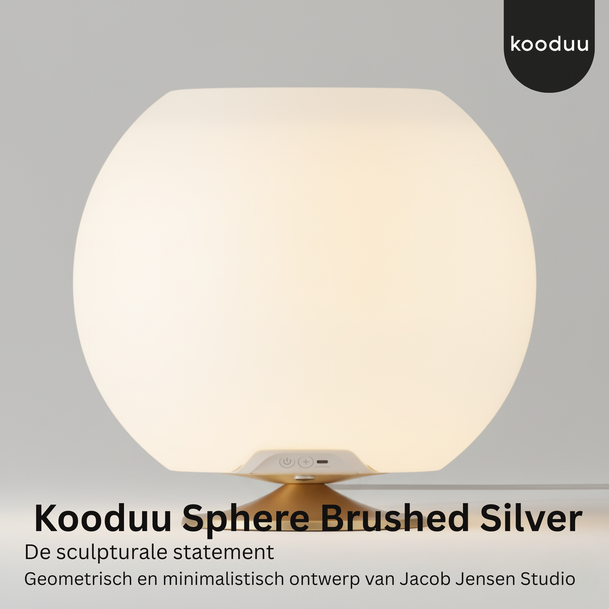 Kooduu Sphere Brushed Silver: LED Sfeerlamp, Bluetooth Speaker én Wijnkoeler in één