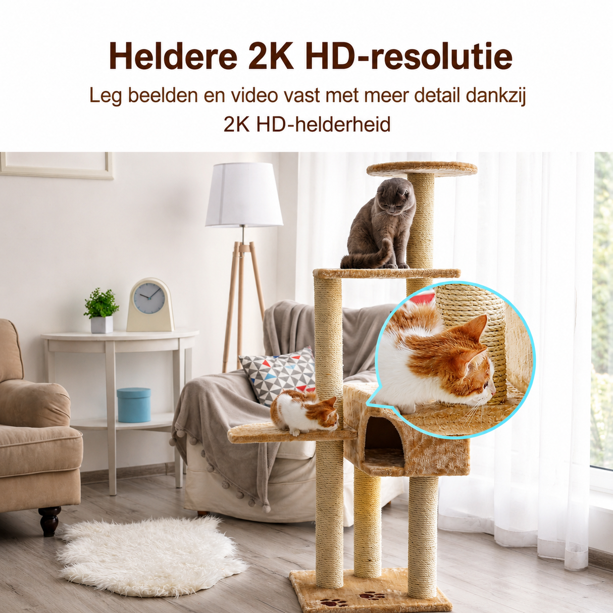 MEARI S1 Plus AI Beveiligingscamera binnen - Huisdiercamera met app -Beveiligingscamera's - Wifi Camera APP - 2K - QHD - Volgt beweging en geluidsdetectie - Bewakingscamera
