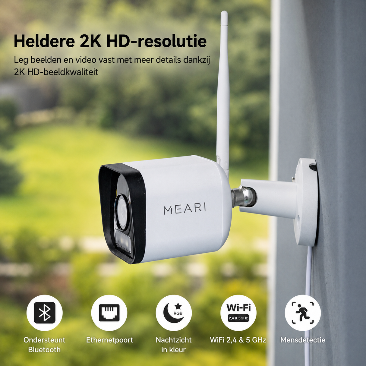 MEARI L1 Plus Slimme Schijnwerper Camera – 2K Outdoor Beveiligingscamera met Verlichting, AI Detectie & Sirene