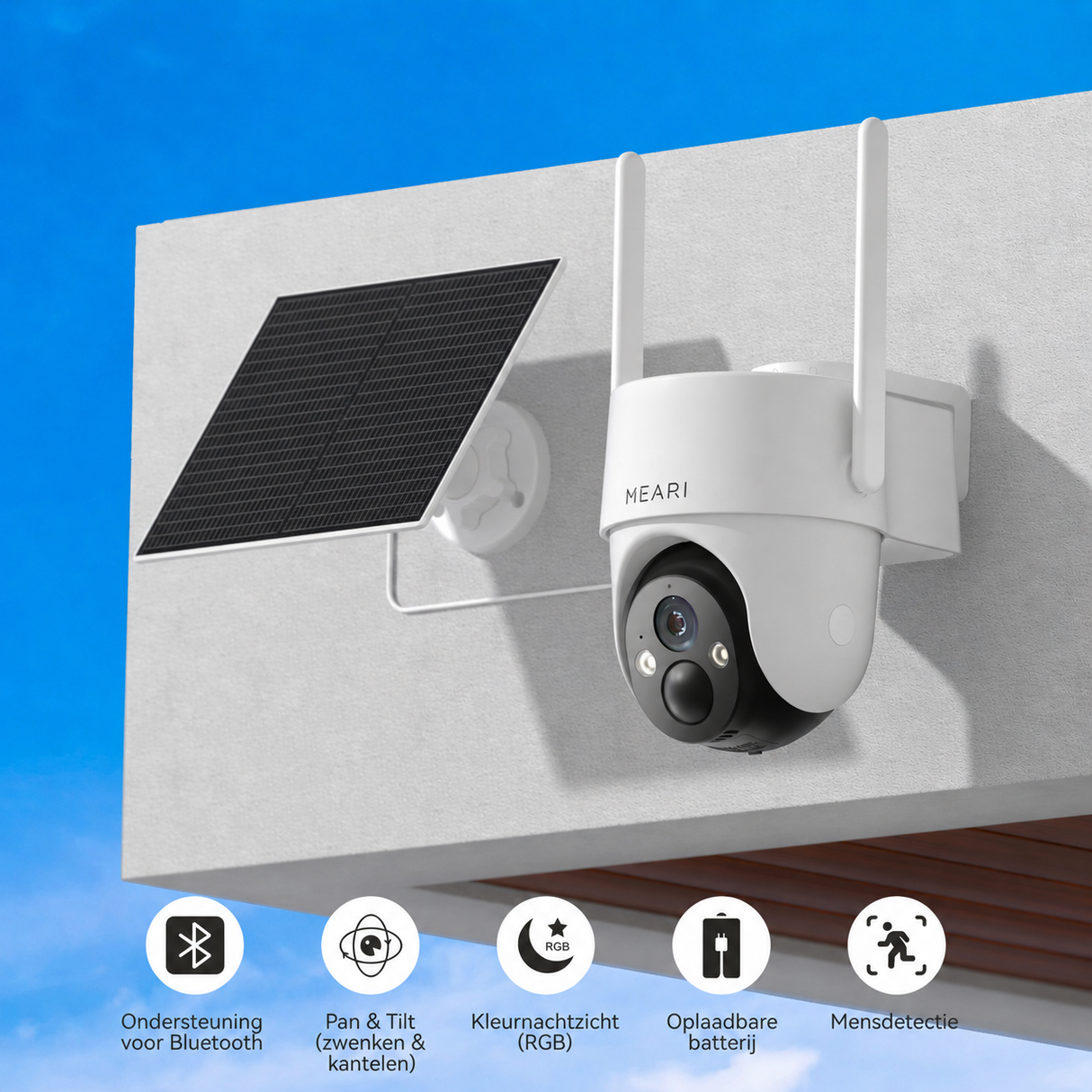 MEARI N2 Outdoor AI Beveiligingscamera – 3MP PTZ WiFi Camera met Batterij, Solar Support, Nachtzicht & Auto Tracking