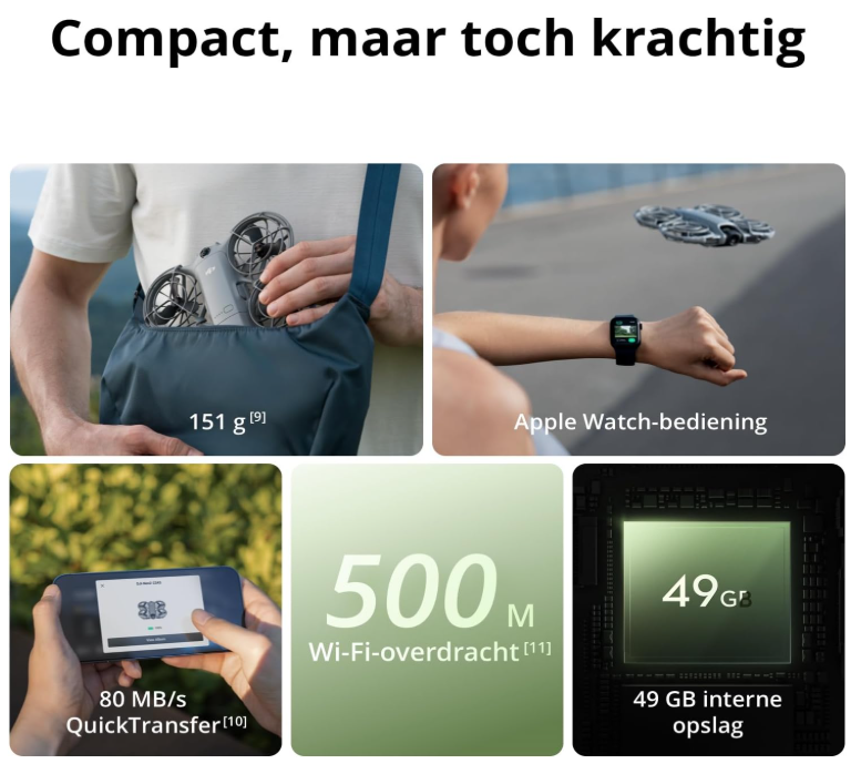 DJI Neo 2 Camera Drone – 4K/60fps, ActiveTrack, SelfieShot, Gesture Control, Omnidirectionele Obstakeldetectie, 49 GB Opslag
