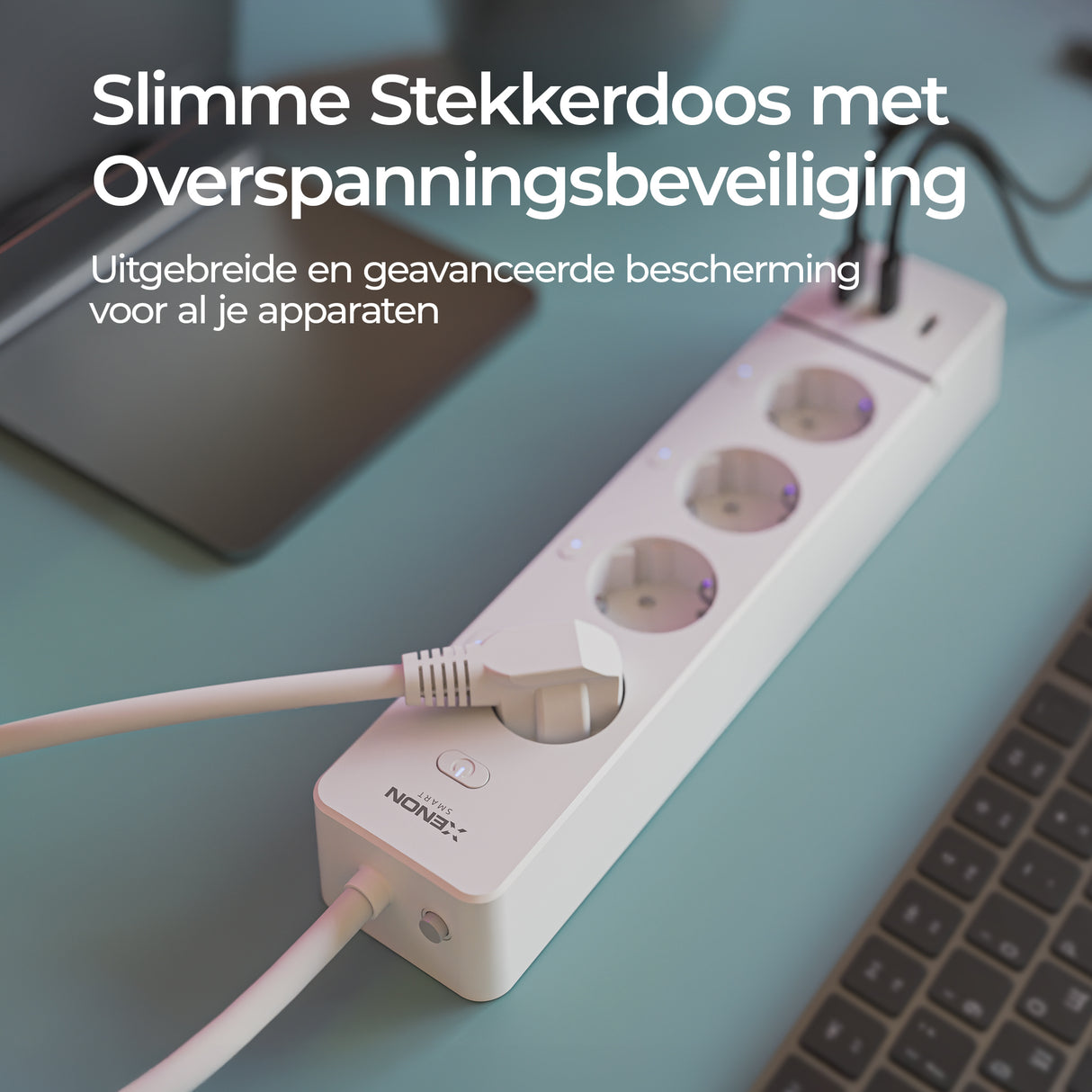 Xenon Smart X7087 - Slimme Stekkerdoos - Wifi - 4 Stopcontacten + 3 USB