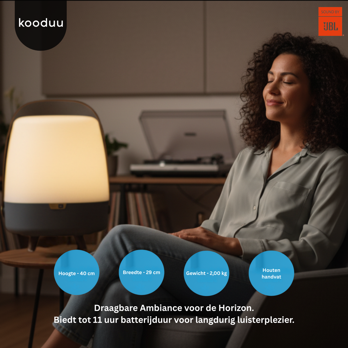 Kooduu Lite-up PLAY Ocean: Draagbare LED Lamp met JBL Bluetooth Speaker