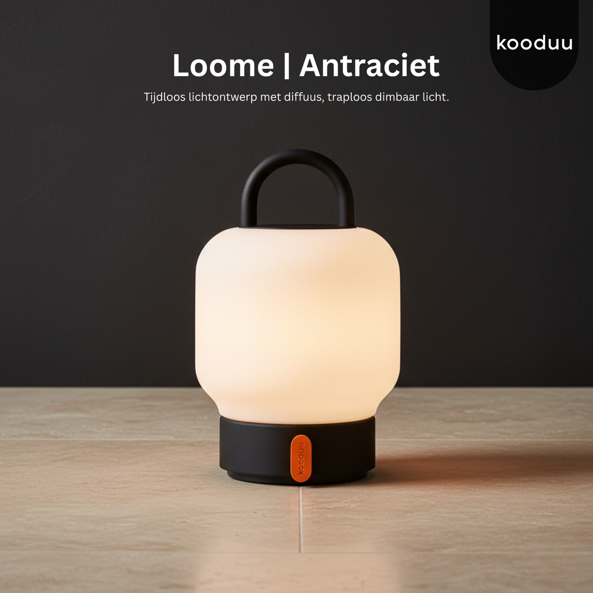 Loome Lantaarn Anthracite: Draagbare LED Lantaarn Tafellamp