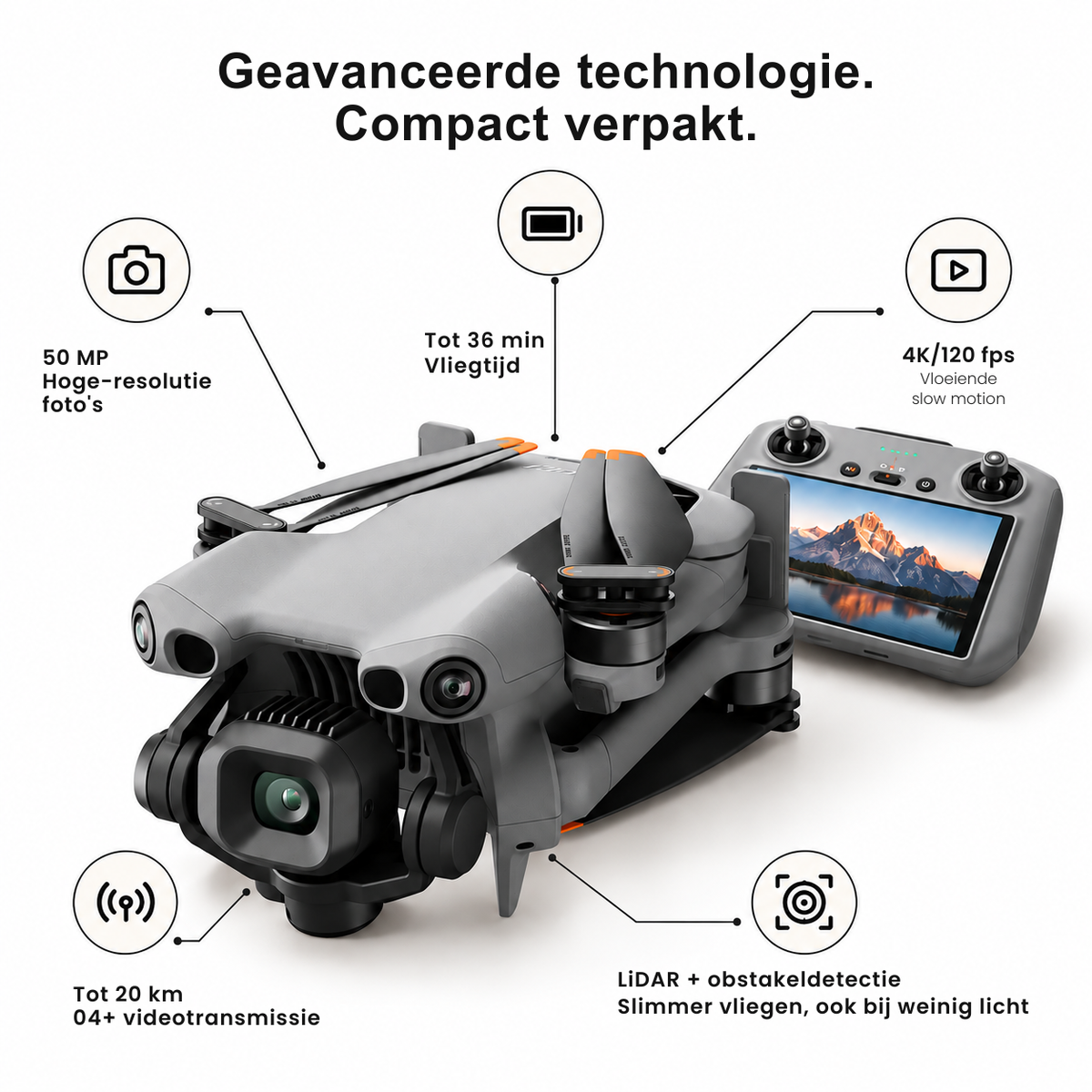 DJI Mini 5 Pro Fly More Combo drone – compacte drone met controller met scherm
