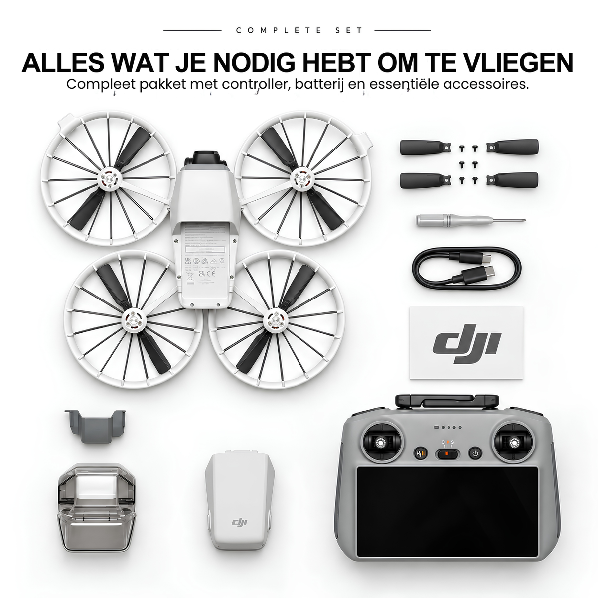 DJI Flip opvouwbare drone met 4K HDR-camera – complete set met drone, controller, accu en propellers