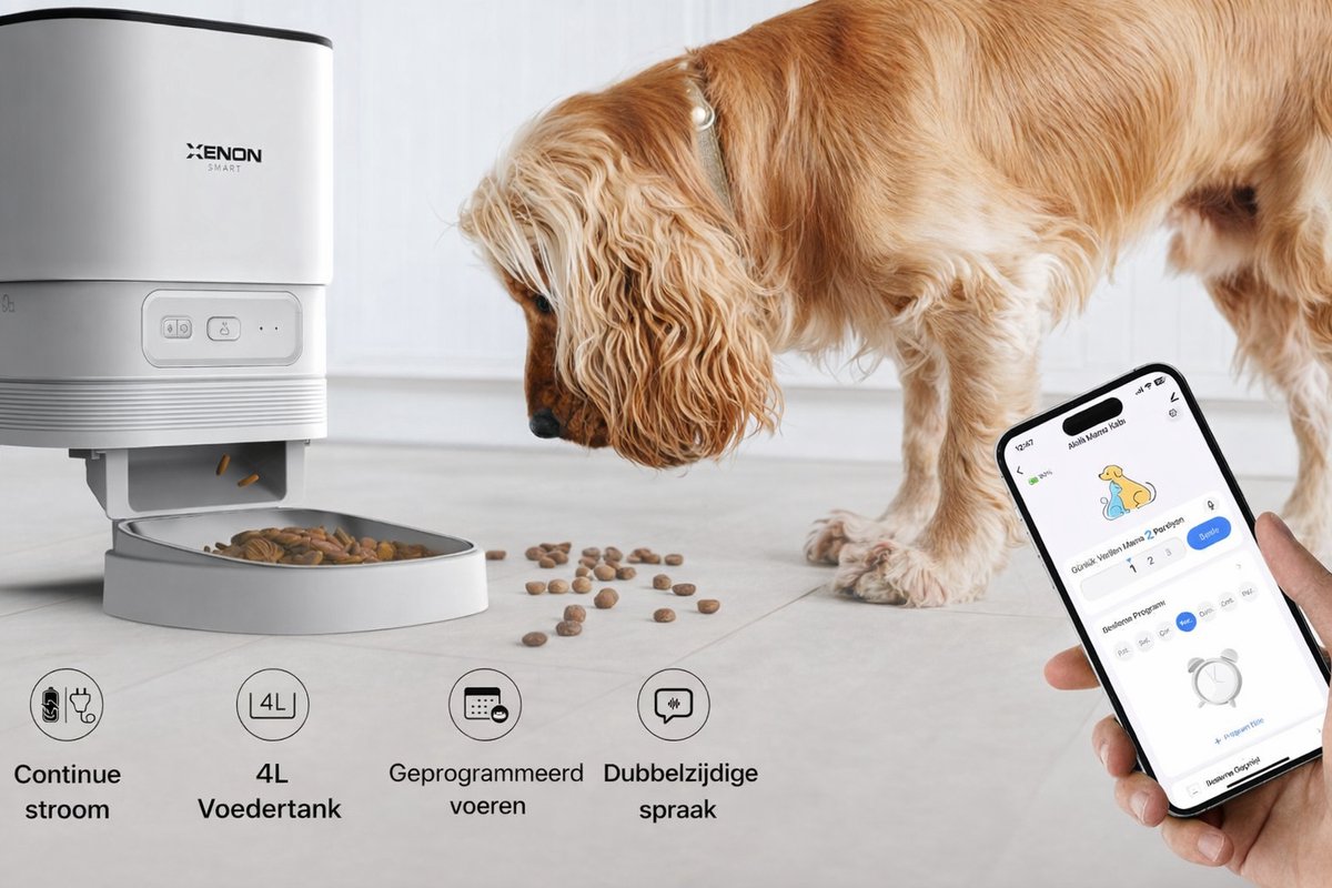 Xenon Smart Slimme Voerbak - 4L - App-bediening - RVS Bak (X8612)
