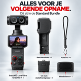 Insta360 Luna Ultra Standard Bundle gimbalcamera Cosmic Black – inhoud van de Standard Bundle met hoes en polsband