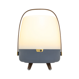 Kooduu Lite-up PLAY Ocean draagbare LED-lamp met JBL-speaker – lamp met blauwgrijze voet en houten pootjes