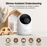 MEARI S1 Plus AI Beveiligingscamera binnen - Huisdiercamera met app -Beveiligingscamera's - Wifi Camera APP - 2K - QHD - Volgt beweging en geluidsdetectie - Bewakingscamera
