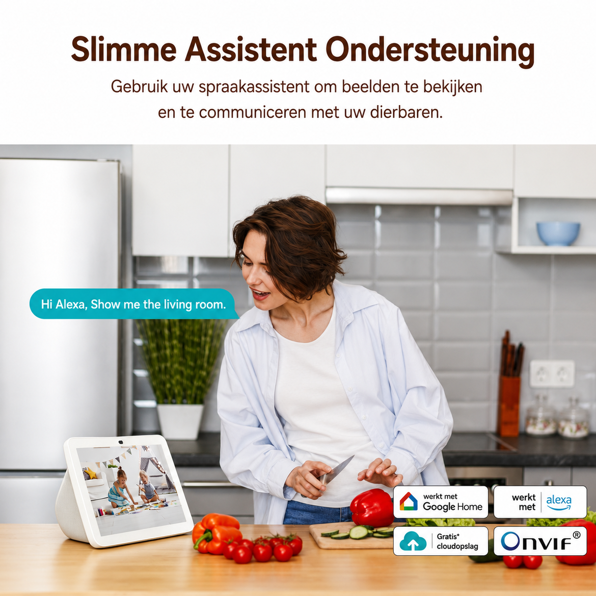 MEARI S1 Plus AI Beveiligingscamera binnen - Huisdiercamera met app -Beveiligingscamera's - Wifi Camera APP - 2K - QHD - Volgt beweging en geluidsdetectie - Bewakingscamera