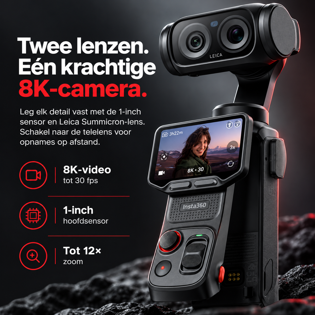 Insta360 Luna Ultra Creator Bundle gimbalcamera Cosmic Black – dubbele Leica-lenzen en 1-inch sensor voor 8K-video