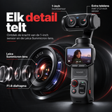 Insta360 Luna Ultra Standard Bundle gimbalcamera Cosmic Black – close-up van Leica-lens met 1-inch sensor