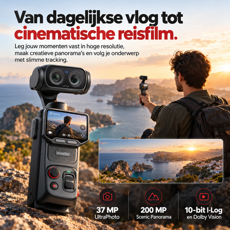 Insta360 Luna Ultra Creator Bundle gimbalcamera Cosmic Black – reisvlog met 27 MP foto's en 10-bit Log-video
