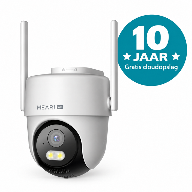 MEARI G1 4G PTZ-buitencamera met simkaart – witte PTZ-camera met 10 jaar gratis cloudopslag