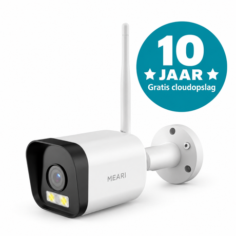 MEARI L1 Plus 2K schijnwerpercamera met sirene – bulletcamera met spotlight en 10 jaar gratis cloudopslag