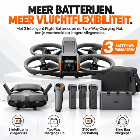 DJI Avata 2 Fly More Combo FPV-drone met Goggles 3 – drie intelligente accu's met oplaadhub voor langere vluchten