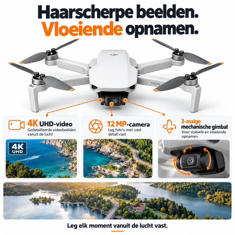 DJI Mini 4K Fly More Combo drone – 4K UHD-video en 12 MP-foto's met mechanische gimbal