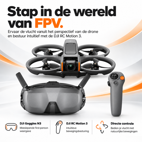 DJI Avata 2 Fly Smart Combo FPV-drone met Goggles N3 – Goggles N3 en RC Motion 3 voor intuïtief vliegen