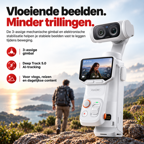 Insta360 Luna Ultra Creator Bundle gimbalcamera Stellar White – 3-assige gimbal voor vloeiende, trillingsvrije reisbeelden