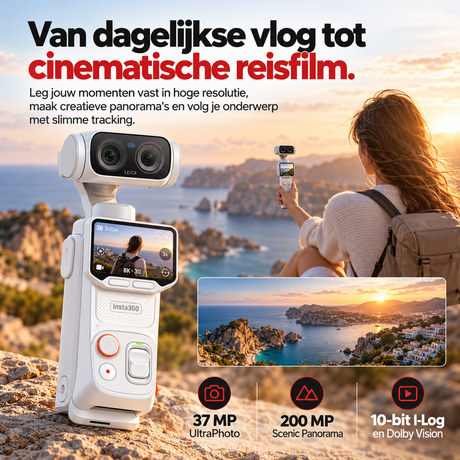 Insta360 Luna Ultra Creator Bundle gimbalcamera Stellar White – reisvlog aan de kust gefilmd met stabiele gimbalcamera