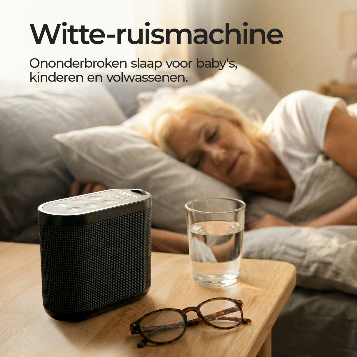 Xenon Smart Witte Ruis Machine - 21 Rustgevende Geluiden - Slaaphulp voor Baby & Volwassenen - 16u Speeltijd - Timer & Geheugenfunctie - Draagbaar - Zwart