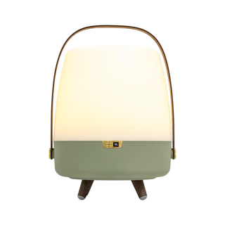 Kooduu Lite-up PLAY Petroleum draagbare LED-lamp met JBL-speaker – lamp met groene voet en houten pootjes