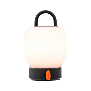 Loome Lantaarn Anthracite draagbare LED-tafellamp – witte lantaarnlamp met zwarte handgreep en oranje knop