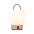 Loome Lantaarn Cloudy White draagbare LED-tafellamp – witte lamp met grijze handgreep en rood accent