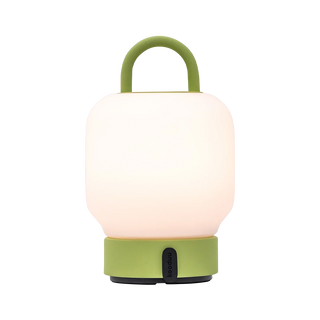 Loome Lantaarn Moss draagbare LED-tafellamp – witte lantaarnlamp met groene handgreep